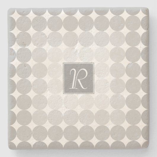 Monogramm des modernen grauen Kreises Steinuntersetzer (Vorderseite)