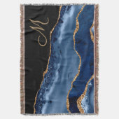 Monogramm des modernen Navy Blue-Gold-Marmor-Glitz Decke (Vorderseite Vertikal)