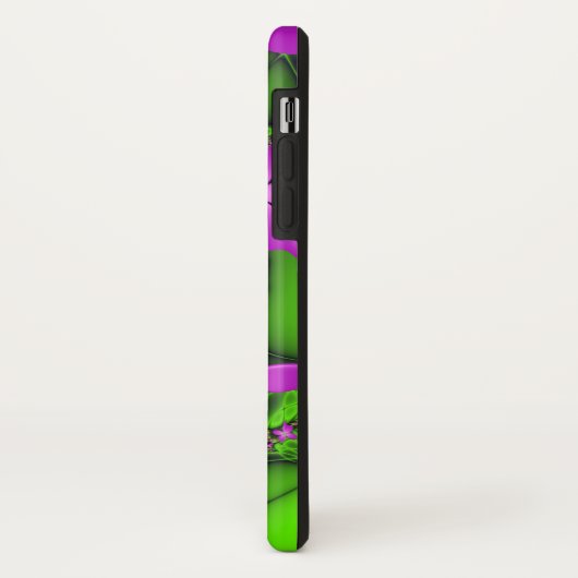 Monogramm des modernen Neonrosa grünen Fraktals Case-Mate iPhone Hülle (Hinten/Links)