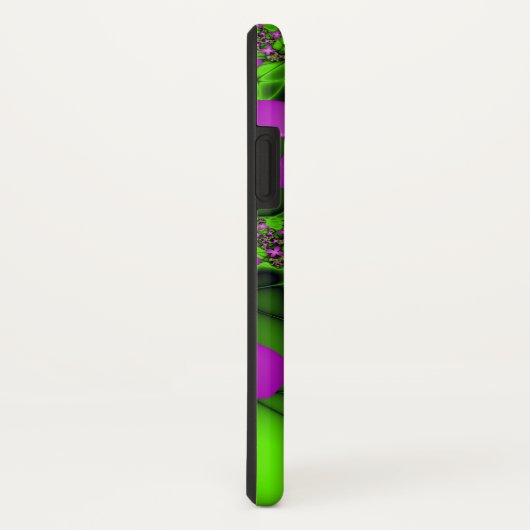 Monogramm des modernen Neonrosa grünen Fraktals Case-Mate iPhone Hülle (Hinten/Rechts)