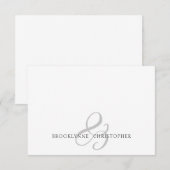 Monogramm des modernen Paares Mitteilungskarte (Vorne/Hinten)