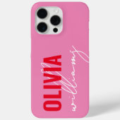 Monogramm des modernen rosa roten Namens Case-Mate iPhone Hülle (Rückseite)