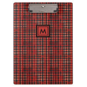 Monogramm des modernen roten und Karierten Tartan- Klemmbrett (Vorderseite)