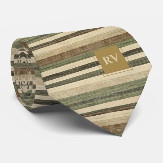 Monogramm des modernen Strip Earth Tone Krawatte (Gerollt)
