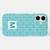 Monogramm des Musters Blau und Weiß Case-Mate iPhone Hülle (Rückseite (Horizontal))