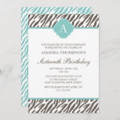 Monogramm des Musters "Braun-Zebra" Einladung (Vorne/Hinten)