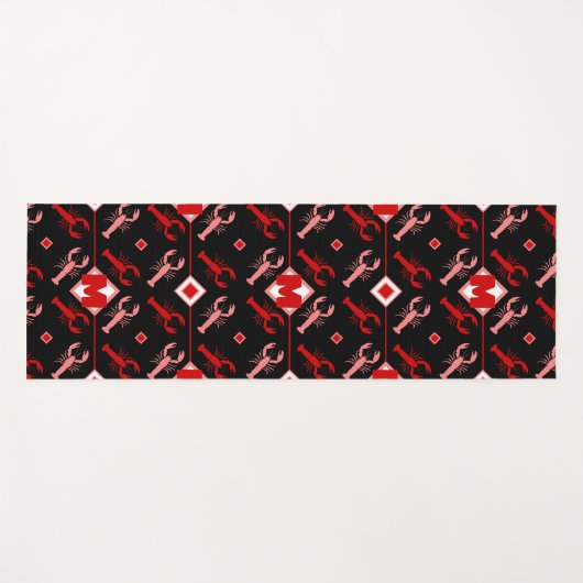 Monogramm des Musters "Coastal Red & Black Humster Yogamatte (Vorderseite (Horizontal))