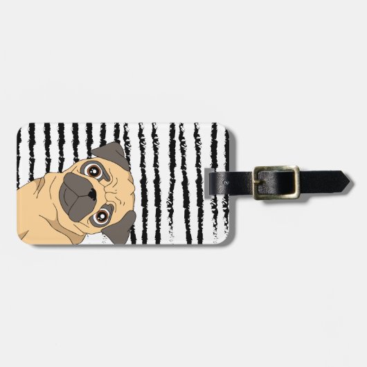Monogramm des Musters des niedlichen Mops Gepäckanhänger (Vorderseite horizontal)