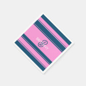 Monogramm des Musters für blaue und rosa Streifen Serviette (Ecke)