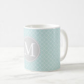 Monogramm des Musters für blaue und weiße Quatrefo Kaffeetasse (VorderseiteRechts)