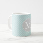 Monogramm des Musters für blaue und weiße Quatrefo Kaffeetasse (Vorderseite Links)