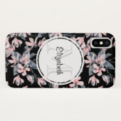 Monogramm des Musters für das blaue Flor-Farbmuste Case-Mate iPhone Hülle (Rückseite (Horizontal))