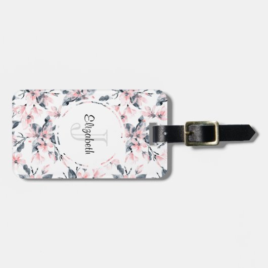 Monogramm des Musters für das blaue Flor-Farbmuste Gepäckanhänger (Vorderseite horizontal)