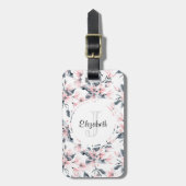 Monogramm des Musters für das blaue Flor-Farbmuste Gepäckanhänger (Vorderseite vertikal)