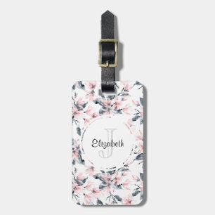 Monogramm des Musters für das blaue Flor-Farbmuste Gepäckanhänger