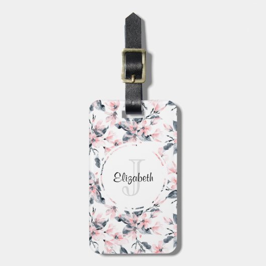 Monogramm des Musters für das blaue Flor-Farbmuste Gepäckanhänger (Vorderseite vertikal)