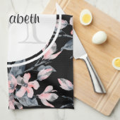 Monogramm des Musters für das blaue Flor-Farbmuste Geschirrtuch (Viertel Falte)