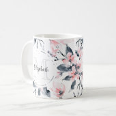 Monogramm des Musters für das blaue Flor-Farbmuste Kaffeetasse (Vorderseite Links)