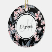 Monogramm des Musters für das blaue Flor-Farbmuste Keramik Ornament (Links)