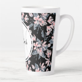 Monogramm des Musters für das blaue Flor-Farbmuste Milchtasse