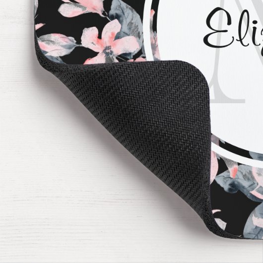 Monogramm des Musters für das blaue Flor-Farbmuste Mousepad (Ecke)