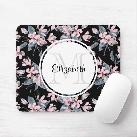 Monogramm des Musters für das blaue Flor-Farbmuste Mousepad (Mit Mouse)