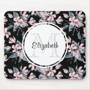 Monogramm des Musters für das blaue Flor-Farbmuste Mousepad