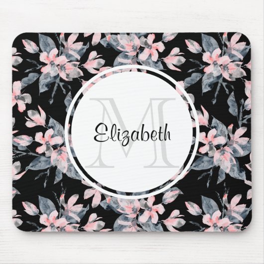 Monogramm des Musters für das blaue Flor-Farbmuste Mousepad (Vorne)