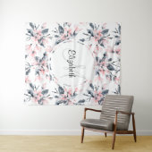 Monogramm des Musters für das blaue Flor-Farbmuste Wandteppich (Beispiel (Horizontal))