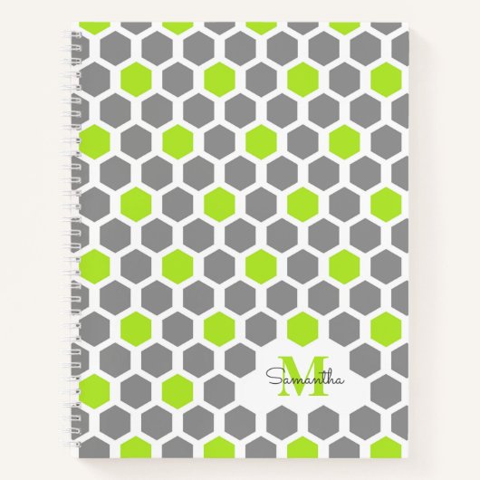 Monogramm des Musters für das moderne Lime-Green G Notizblock (Vorderseite)