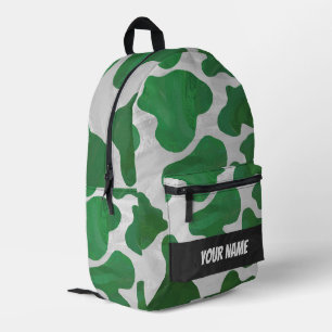 Monogramm des Musters für grünes und weißes Kuh Bedruckter Rucksack