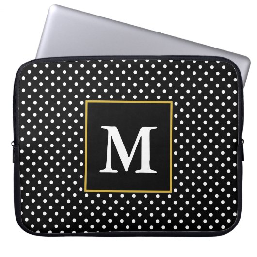 Monogramm des Musters für klassische schwarze und  Laptopschutzhülle (Vorderseite)