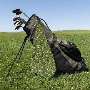 Monogramm des Musters für Vintage schwarze und gol Golfhandtuch