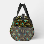 Monogramm des Musters Gold und Blau Art Deco Duffle Bag (Rechts)
