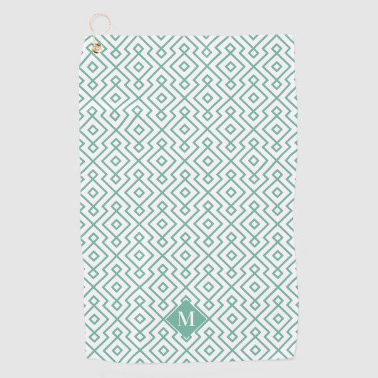 Monogramm des Musters grün und weiß Golfhandtuch (Vorderseite)