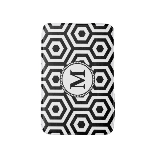 Monogramm des Musters Schwarz/Weiß Badematte (Vorderseite Vertikal)