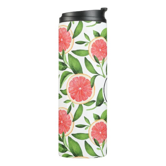Monogramm des Musters "Wasserfarbe Grapefruits" Thermosbecher (Nach links gedreht)
