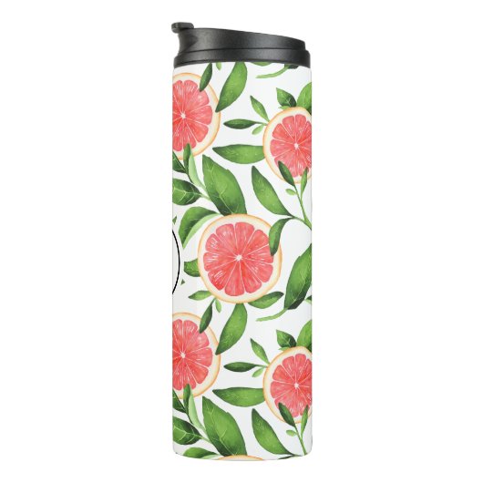 Monogramm des Musters "Wasserfarbe Grapefruits" Thermosbecher (Nach rechts gedreht)