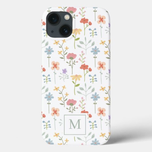Monogramm des Musters "Wild Floral" Case-Mate iPhone Hülle (Rückseite)