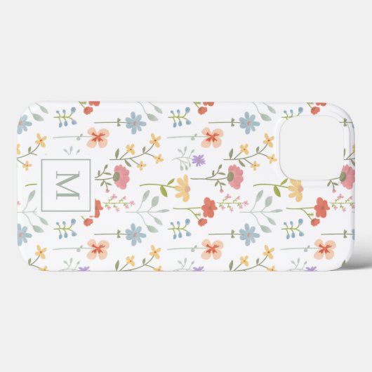 Monogramm des Musters "Wild Floral" Case-Mate iPhone Hülle (Rückseite (Horizontal))