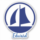 Monogramm des Namens für Sailboat Aufkleber (Vorderseite)