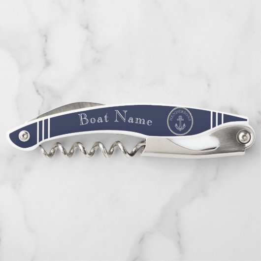 Monogramm des Nautic Navy Blue Anchor Coastor Kellnermesser (Rückseite)