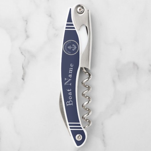 Monogramm des Nautic Navy Blue Anchor Coastor Kellnermesser (Rückseite)
