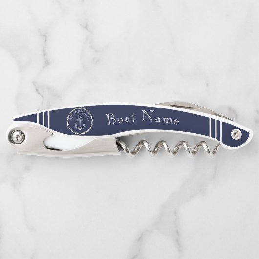 Monogramm des Nautic Navy Blue Anchor Coastor Kellnermesser (Vorderseite)
