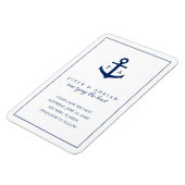 Monogramm des Nautic Navy Blue Anchor Save the Dat Magnet (Linke Seite)