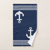 Monogramm des Nautic Navy White Stripes Herzklopfe Badhandtuch Set (Handtuch)