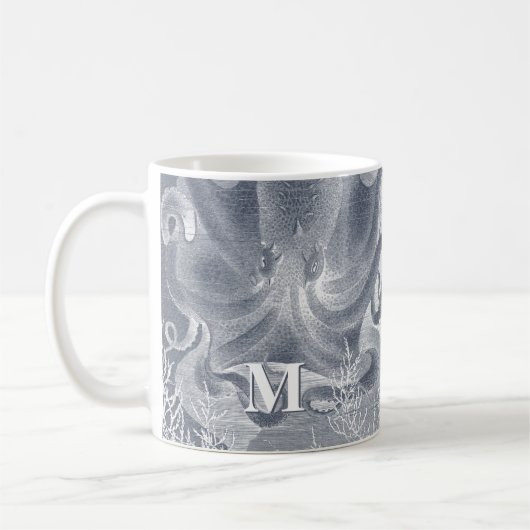Monogramm des Nautic Octopus Coastal Beach House Kaffeetasse (Links)