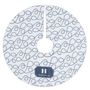 Monogramm des Nautischen Navy-Seils Polyester Weihnachtsbaumdecke