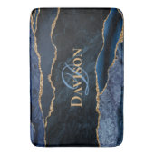 Monogramm des Navy Blue Agate Gold Glitzer Badematte (Vorderseite Vertikal)