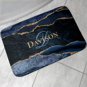 Monogramm des Navy Blue Agate Gold Glitzer Badematte